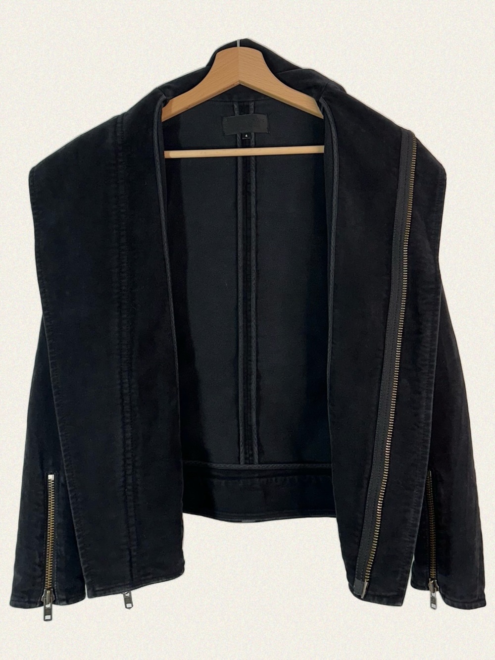 Nili Lotan Moleskin Asymmetric Moto Biker Jacket - Picture 4 of 8